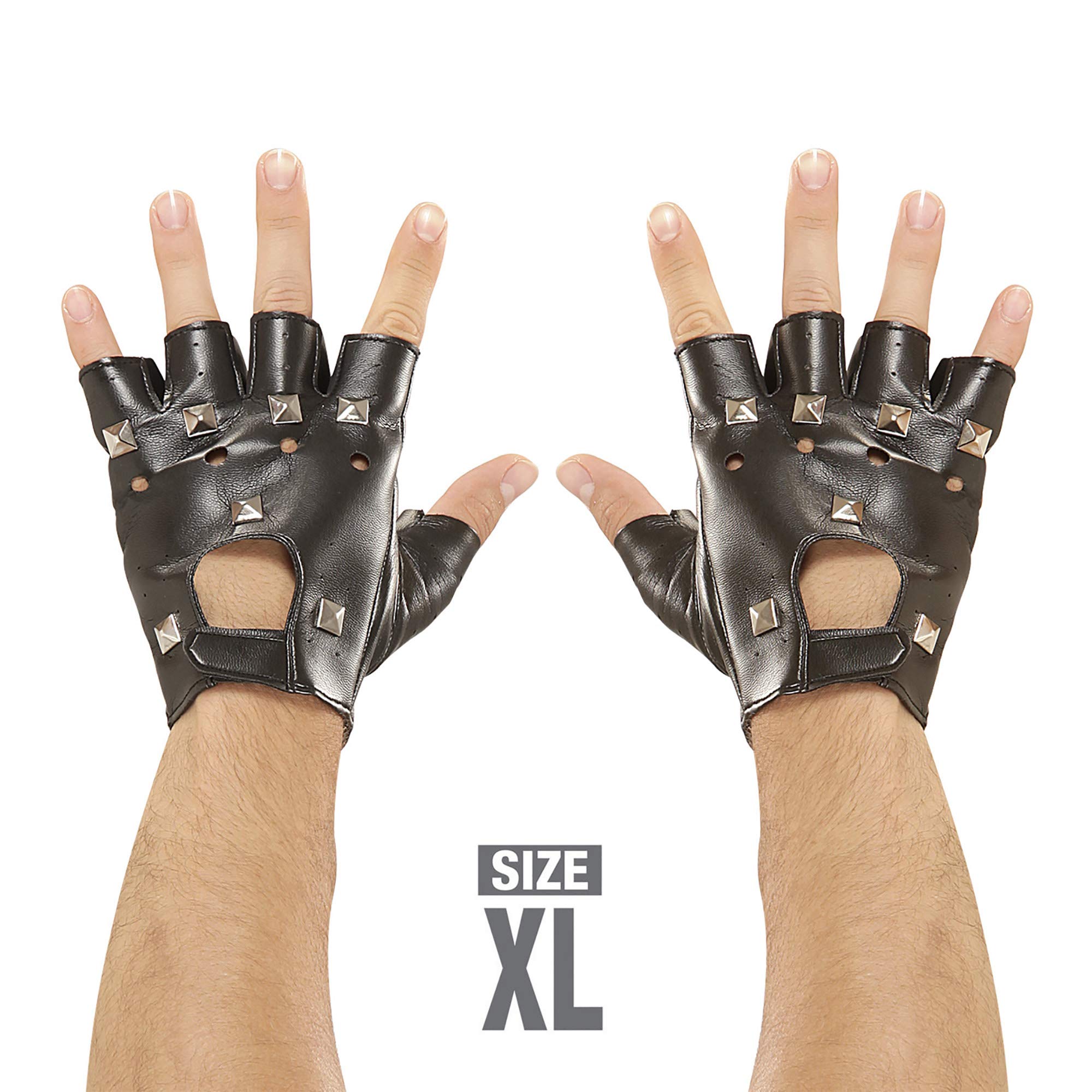W WIDMANN MILANO Party Fashion - Motorcycle Gloves Rock Star Biker Rivets Carnival Theme Party