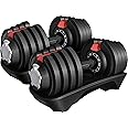Yaheetech Adjustable Dumbbell Set 28/40/52.5/90LBS Adjustable Dumbbells Fast Adjust Dumbbell Weight Set with Anti-Slip Handle and Tray for Men/Women Home Gym Strength Training Equipment Single/Pair