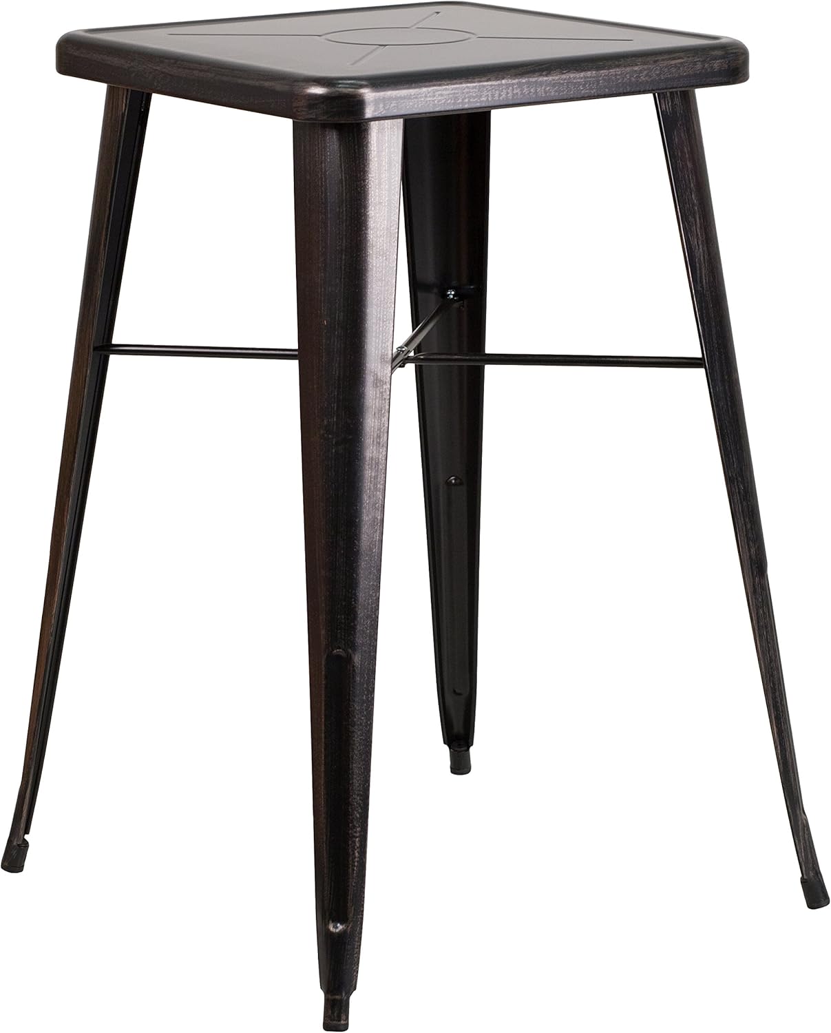 Flash Furniture Commercial Grade 23.75" Square Black-Antique Gold Metal Indoor-Outdoor Bar Height Table