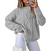 BTFBM Casual Women Long Sleeve Sweater 2026 Fall Ribbed Knit Pullover Loose Crewneck Cable Sweater Jumper Tops