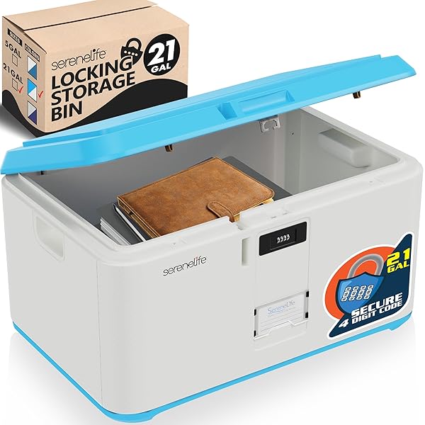 SERENELIFE LOCKABLE STORAGE BOX, 21 GALLON CAPACITY STORAGE...