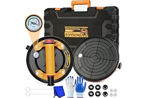 EIYISEM 2 Pack 8" Glass Suction Cups with Pressure Gauge – Heavy Duty Vacuum Suction Cups for Lifting Large Glass, Tiles, and Windshields – 880 lbs Max Load, Powerful Industrial Lifter Tool with Carrying Case