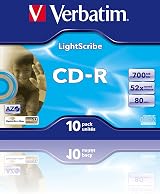 Verbatim 43537 52x Lightscribe CD-R Jewel Case 10 Pack 700MB Recordable Media view 2