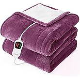 Homemate Electric Heated Blanket Twin - 62"x84" Heating Bed Blankets Throw with 10 Heating Levels 8 Hours Auto Off Fast Heating Over-Heated Protection Ultra Soft Warm Flannel ETL Certified Purple