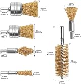 Aongray Wire Brushes Drills Set 10 Pcs Brass Coated 1/4 Inch Shank view 3