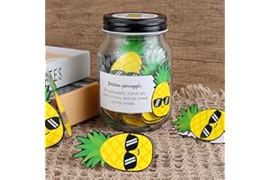 BAYELOVE 60 PCS Positive Pineapple Cards Jar, Emotional Support Jar, Pineapple Affirmation Cards, Inspirational Gifts for Women, Cheer Up Gifts, Unique Positive Gift for Women, Teen Girl
