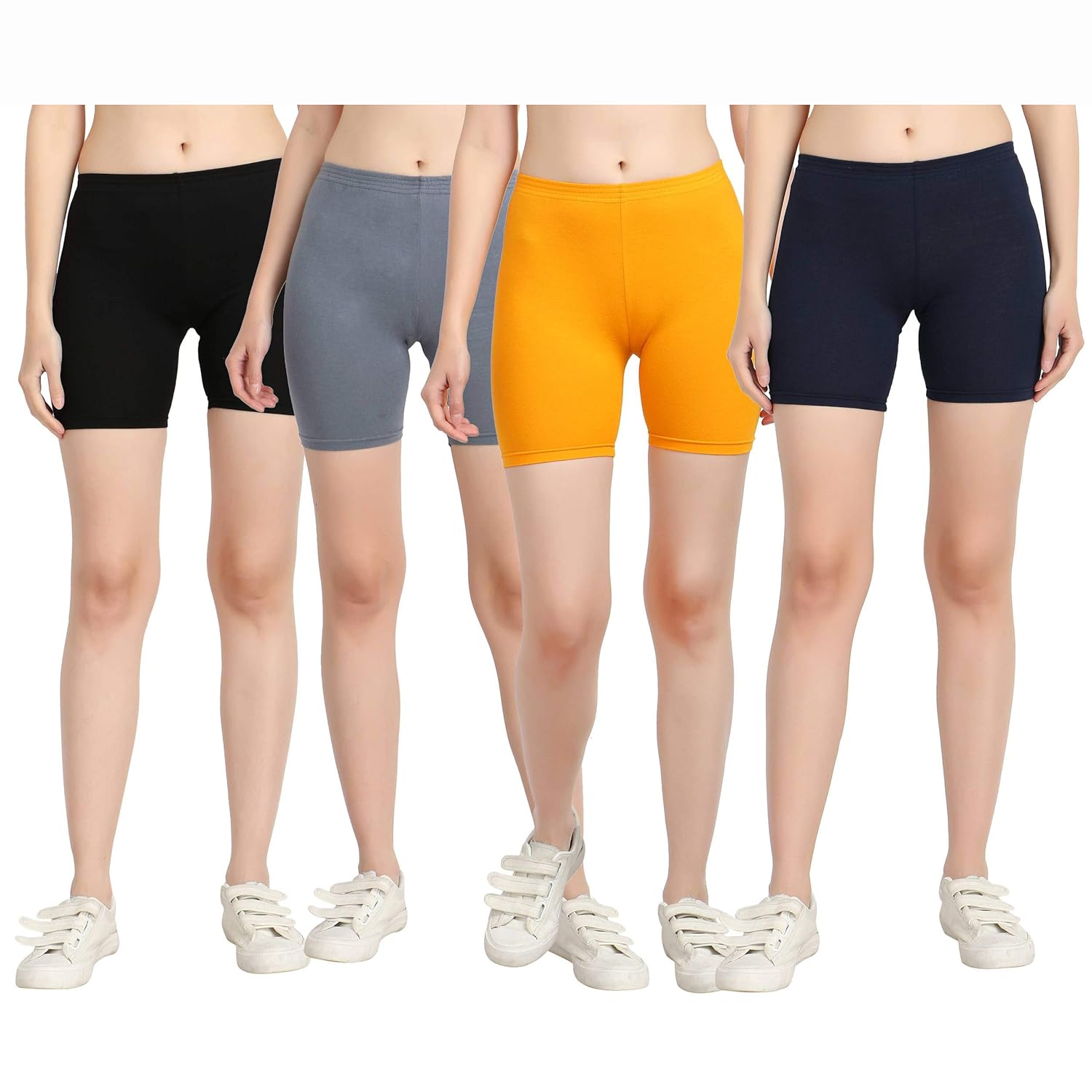 Buy DIAZ® Cotton Lycra Plain Cycling Shorts for Women/Girls Pack of 4