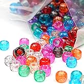 Melius 1000Pcs Pony Beads Bulk, 9mm Acrylic Colorful Pony Beads for Bracelets, Hair Braids, Jewelry Making (Glitter Colors)