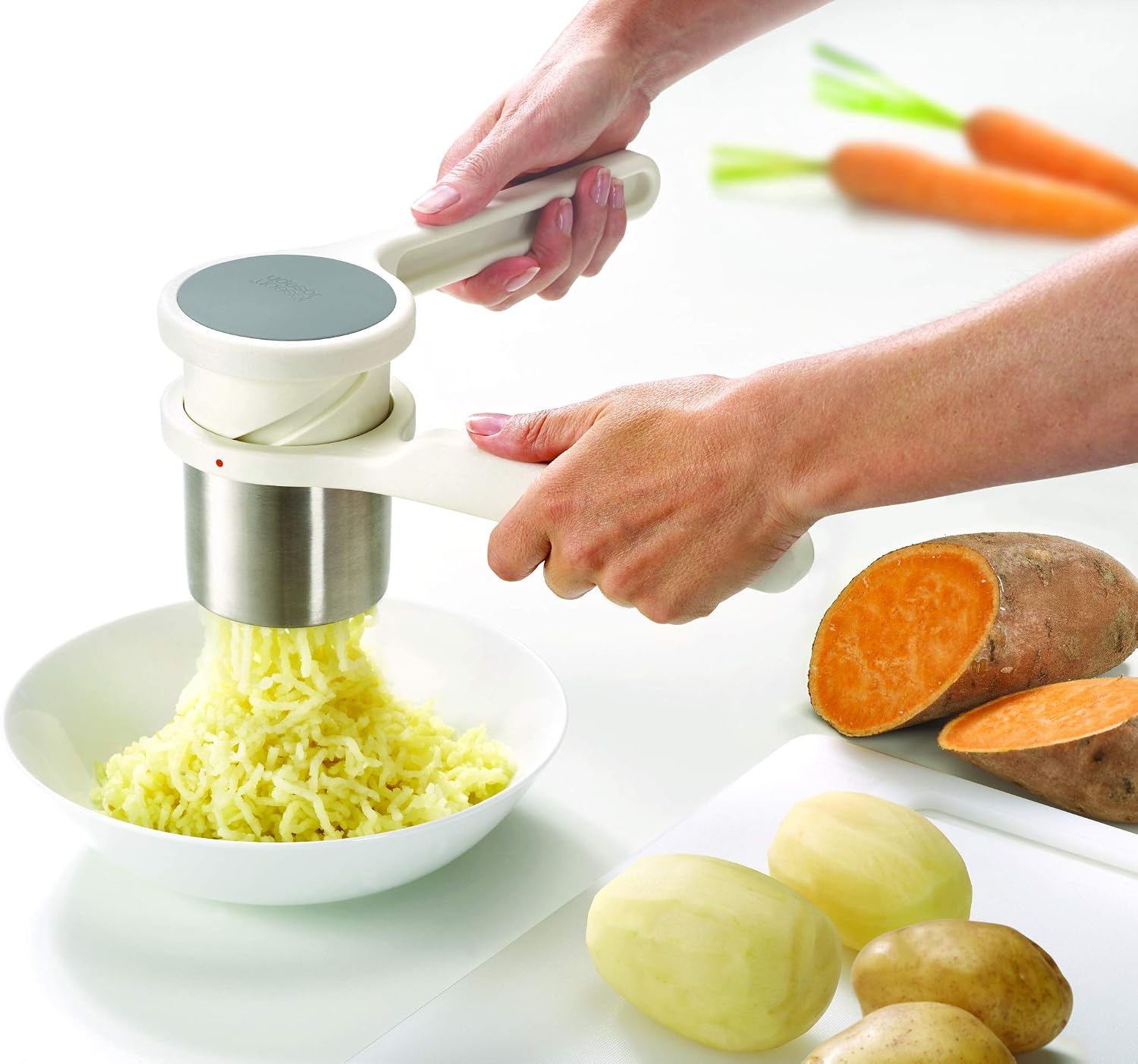 Joseph Joseph Helix Potato Ricer, Mashed and Vegetable Purees, BPA free, Stainless Steel, White/Grey, 24 - Image 5