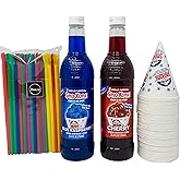 Maragos Snow Cone Bundle With Sno-Kone Syrup, Original Cups and spoon straws, 750.0 millilitre, 4