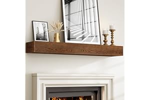 Heimlove Fireplace Mantel 60 Inch,Floating Fireplace Mantel Wood Shelf,Wall Mounted Rustic Wood Display Shelf for Home Decor,Rustic Farmhouse Fireplace Mantel Shelves| 60"x 8"x 6"-Dark Walnut