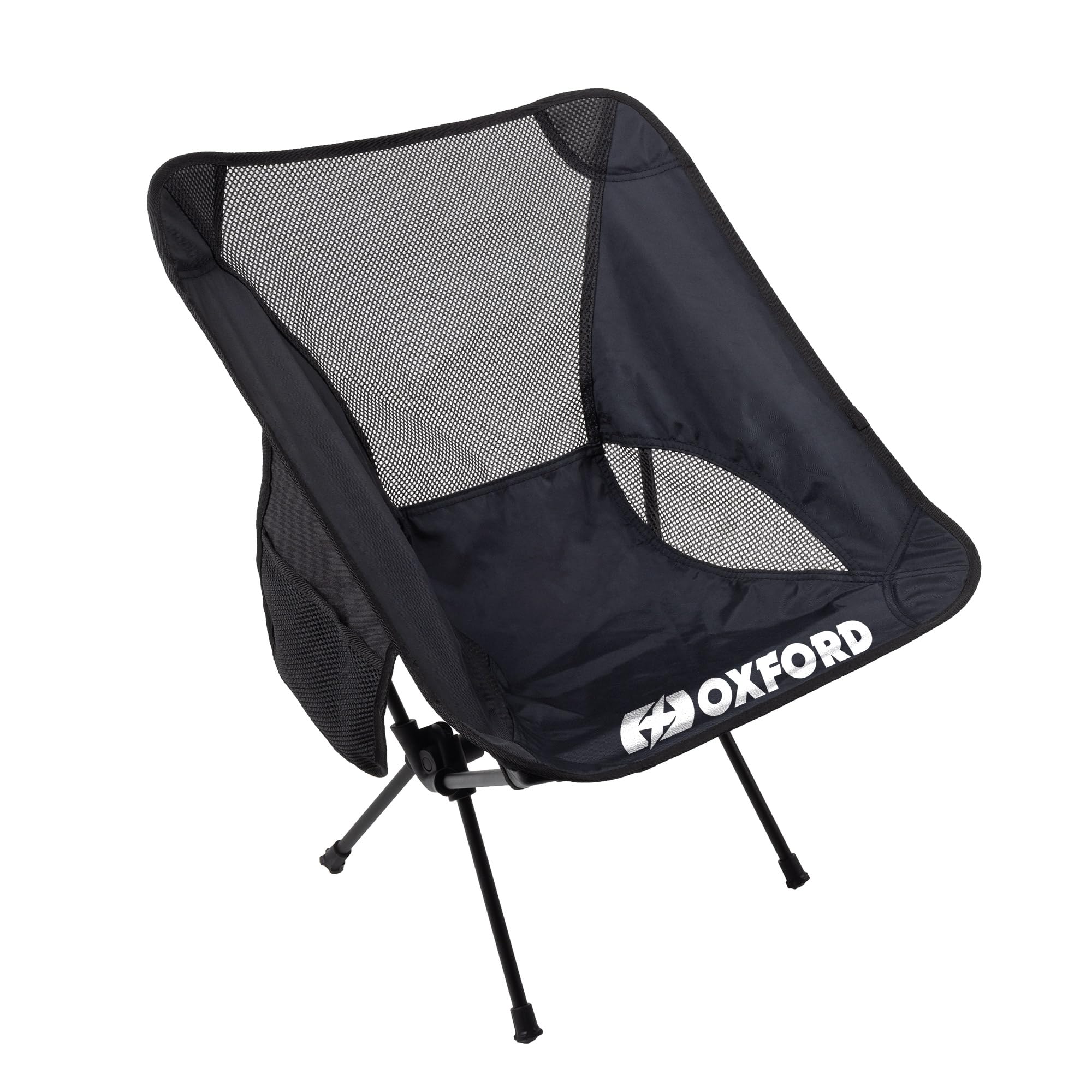 Oxford Products Folding Camp Chair, Aluminium, Black, One Size. Compact and Packable in Carry Bag.