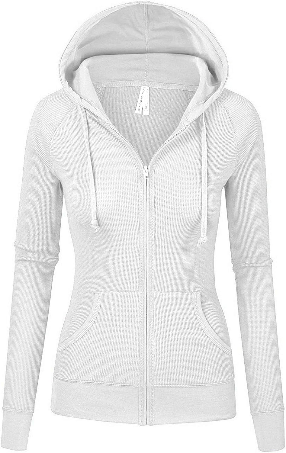 thin white zip up hoodie