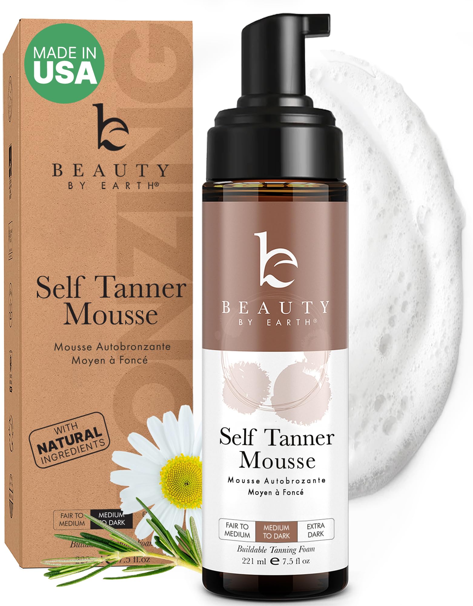 Photo 1 of ***(EXP: 01/2028 )NONREFUNDABLE***Self Tanner Mousse - USA Made with Natural & Organic Ingredients, Self Tanning Mousse for Dark Fake Tan, Sunless Tanner, Clear & Non Toxic Tanning Foam for Streak Free Finish & Natural Glow