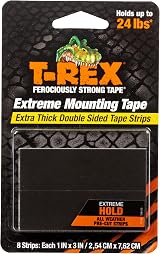 T-REX Tape Extreme Hold Double Sided Mounting Strips 24 lb Black 8 Strips