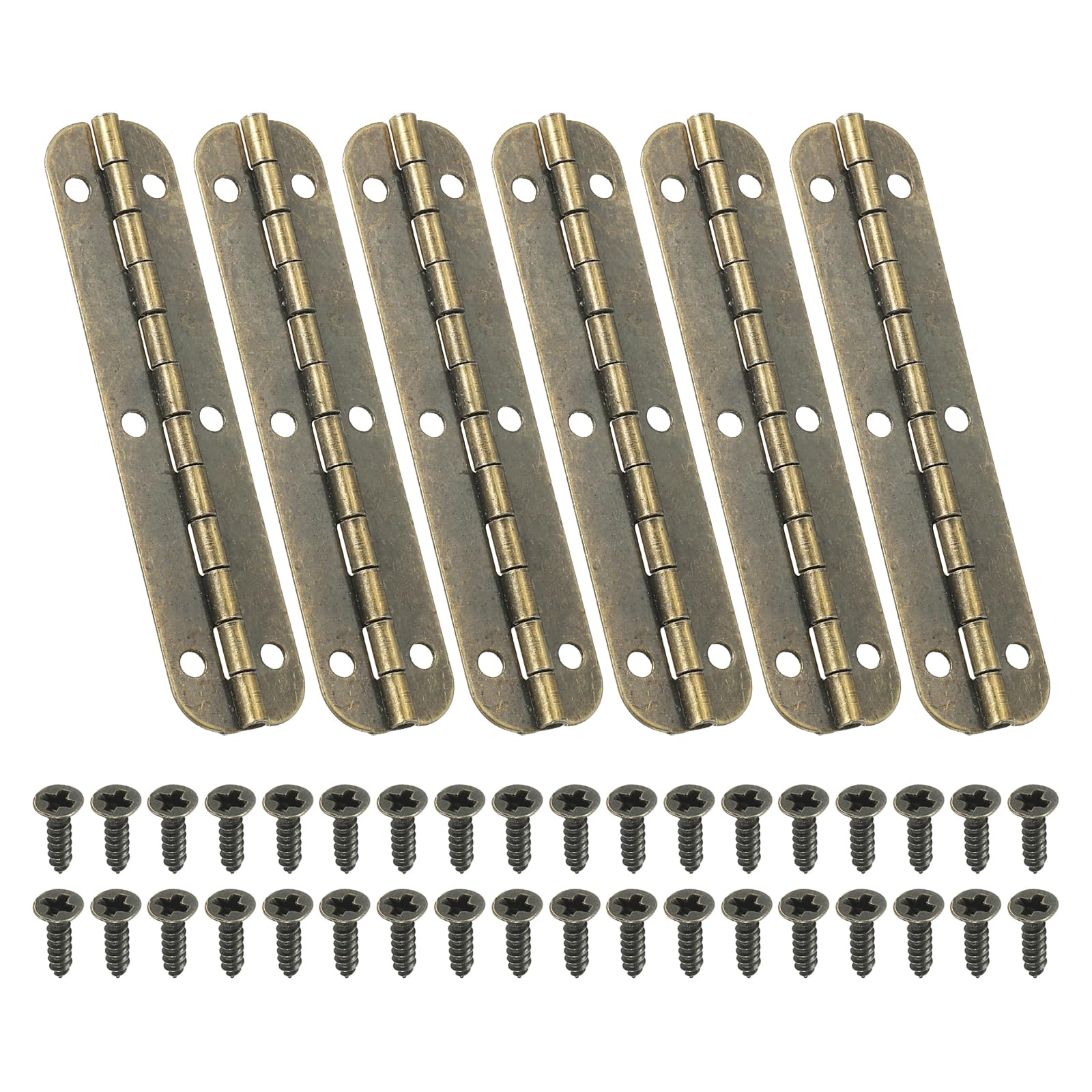 PATIKIL Small Piano Hinge 2.6" x 0.6", 6 Pack Mini 180-Degree Jewelry Box Hinges with Screw for Jewellery Wooden Boxes, Brown