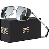 LUENX Aviator Sunglasses for Men Square Polarized Polygon Sun Glasses UV400 Protection