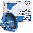 Pyle Car Vehicle Subwoofer Audio Speaker - 8 Inch Blue Injection Molded Cone, Blue Chrome-Plated Plastic Basket, Dual Voice Coil 4 Ohm Impedance, 600 Watt Power, Vehicle Stereo Sound System PLBW84