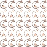 uxcell 100Pcs Alloy Open Bezel Pendants, Moon Star Open Back Hollow Frame Pendant Geometric for Resin Jewelry Making Earrings Necklace Bracelet DIY, Rose Gold