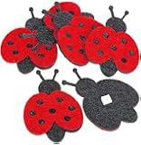 GLOREX Felt Ladybug, Fliz, Red, 18 x 8.5 x 0.5 cm - Pack of 6 pieces