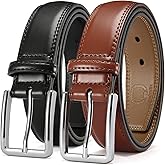 CHAOREN Leather Dress Belt Men 2 Pack - 1 3/8" Mens Belts for Work Business Casual Jeans