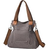 AMXNX Small Tote Bags for Women Canvas Tote Bag with Zipper Satchel Crossbody Bag Work Travel Shoulder Handbags with Pockets