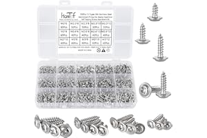 HanTof 700Pcs Tiny Phillips Pan Head with Washer Self Tapping Screws, 304 Stainless Steel, Small/Mini M2 M2.3 M2.6 M3 Wood Screws, Micro Sheet Metal Screws Assortment Kit for Eletronic and Toy Repair