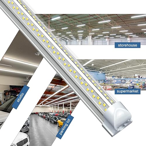 Agrantop 2-Pack Linkable LED Shop Light – 100W, 15000LM, 6500K, Aluminum, Plug-in Garage Light
