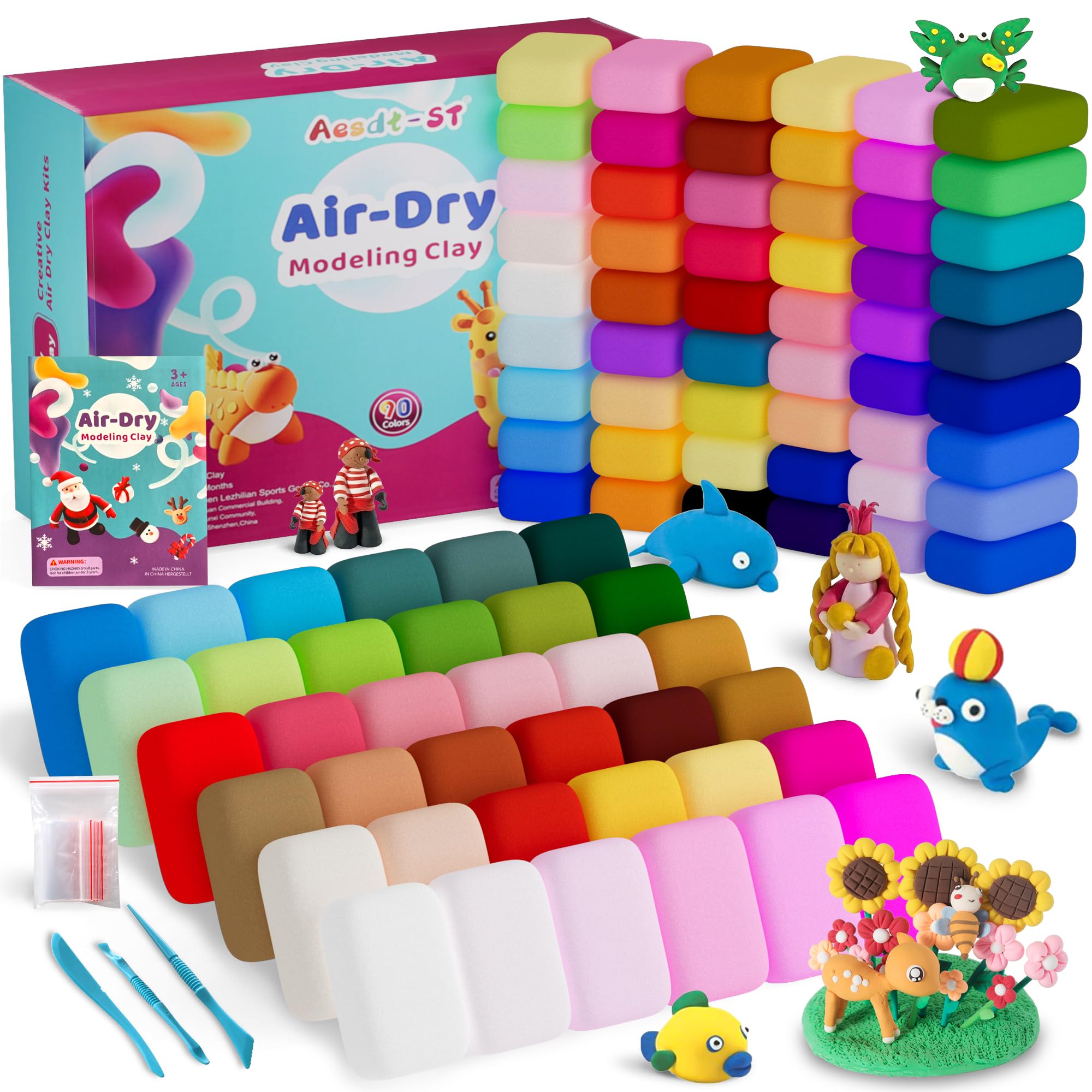 Aestd-ST Air Dry Clay 90 Colors, Modeling Clay for Kids, DIY Magic Clay