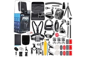 GoPro MAX 360 Waterproof Action Camera -with 50 Piece Accessory Kit ,Touch Screen - Spherical 5.6K30 HD Video - 16.6MP 360 Photos - 1080p Live Streaming Stabilization - All You Need