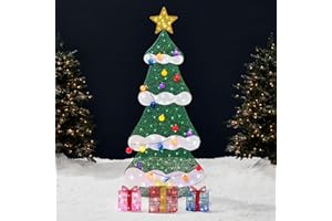 Best Choice Products 6ft Lighted 2D Christmas Tree Outdoor Décor, Large Holiday Yard Decoration w/ 170 Twinkling LED Lights, Storage Bag - Multicolor