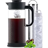 XOQ Cold Brew Maker with Cooling Tube - 50oz/1.5L - Cold Brew Coffee Maker with Glass Pitcher - Iced Tea Maker and Iced…