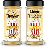 Butter Popcorn Seasoning Shaker &ndash; 2 Pack Rich Buttery Flavor Blend for Snacks &ndash; Savory Sprinkle for Popcorn, Corn on the Cob, Potatoes, Veggies, Fries, Pasta, Chips, Snacks, Meals, Movie Nights