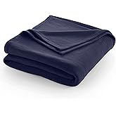 Full/Queen Size Fleece Blanket | Comfy Supersoft Fleece Blanket Full Size – All-Season Light Weight Throw Blanket | Luxuriously Soft | Throw Blanket for Couch and Sofa | Machine Wash | Navy