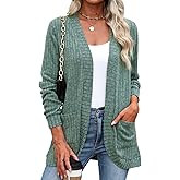 Halife Women's Fashion Cardigan Sweaters Lightweight Open Front Long Sleeve Casual Thin Cardigans with Pockets