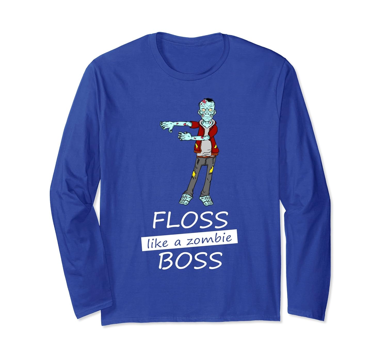 Zombie Long Sleeve Halloween Floss Like A Boss Shirt-Rose