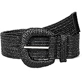 Straw Woven Elastic Belt for Women Stretchy Belts for Dress Fashion Boho Waist Belt Rattan Raffia Ladies Belts