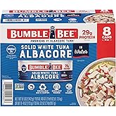 Bumble Bee Solid White Albacore Tuna in Water, 5 oz Can (Pack of 8) - Wild Caught Tuna - 29g Protein per Serving, High in Ome