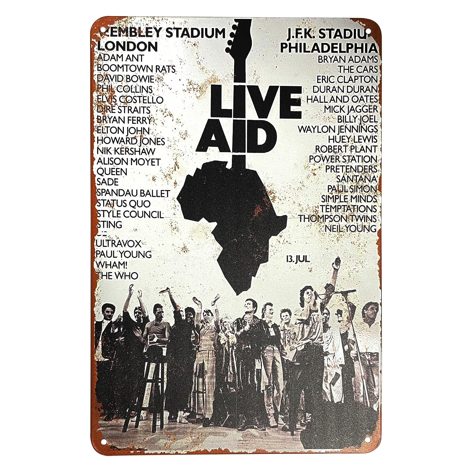 LuxeGlee Wall Sign Decor “Live Aid” Metal Tin Sign Vintage Hanging Signage Art Plaque Collection for Bar Pub Gastropub Bistro Cafe 30x20cm/11.8x7.87in