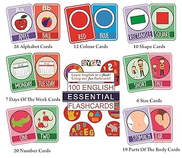 Grapits English Essential Flash Cards 100 Cards for Kids Child to Learn English Cards