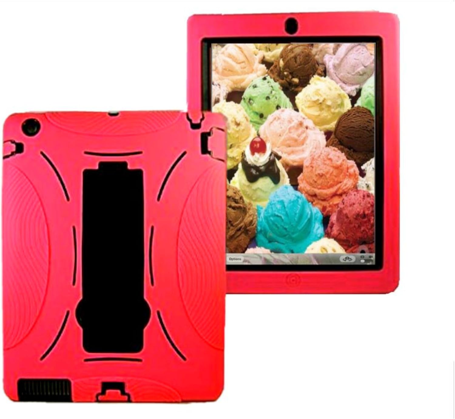 Ipad 2nd, 3rd, 4th Generation case Shell Rugged Shockproof Silicone Protective 3 in 1 Case Cover for ipad 2/3/4 Model : A1397, A1416, A1395, A1396, A1403, A1458, A1460, A1430 (Red Black)