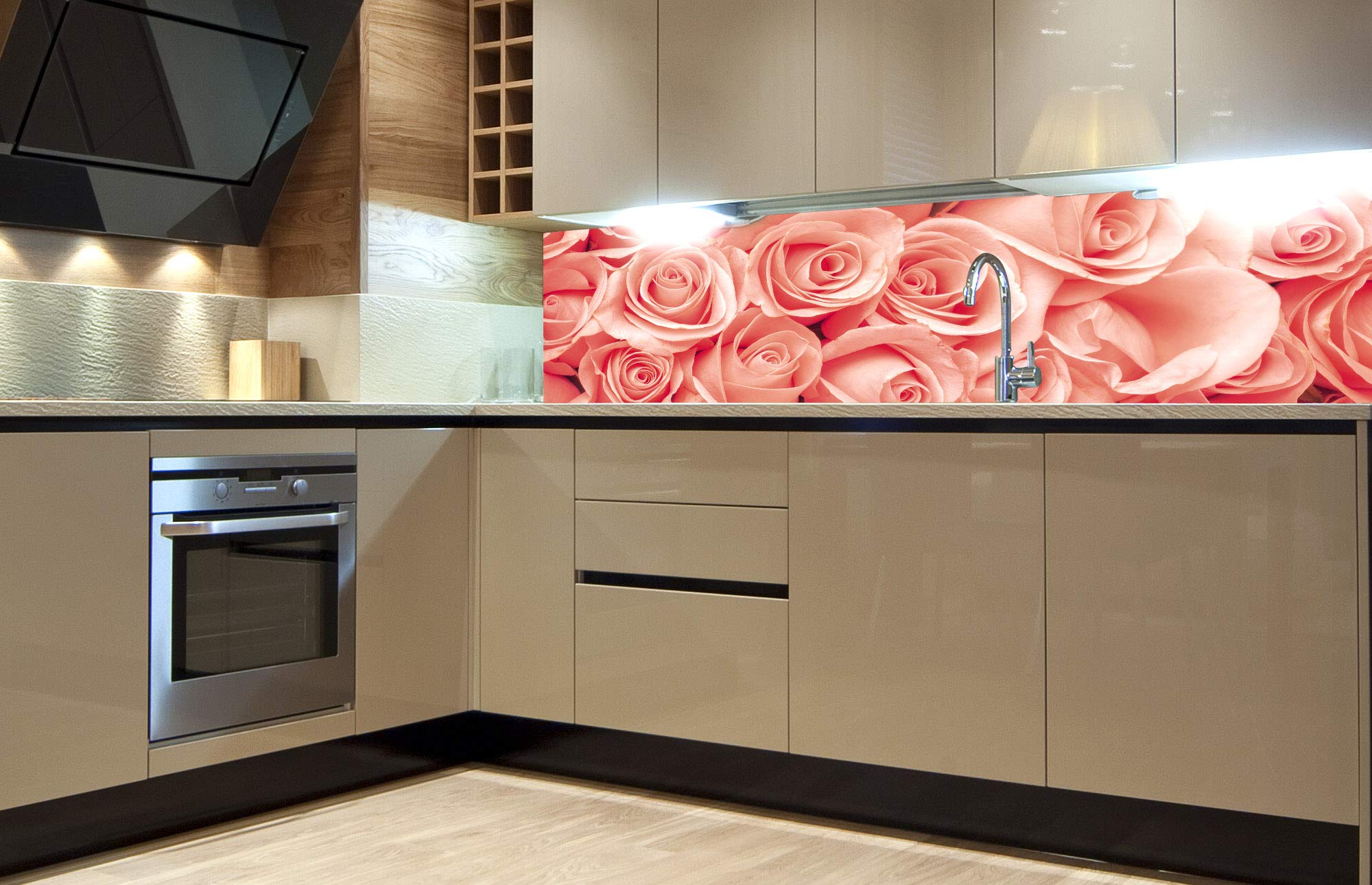 DIMEX LINE Peel and Stick Kitchen Backsplash Sticker Roses | Waterproof Decorative Wall Foil for Kitchen | Made in EU - 180.01 × 60.00 cm