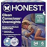 Clean Conscious™ Overnight Diapers | Up to 12 Hours of Protection | Hypoallergenic + Fragrance Free | Cozy Cloud + Star Signs | Size 6, 34 Count Club Box