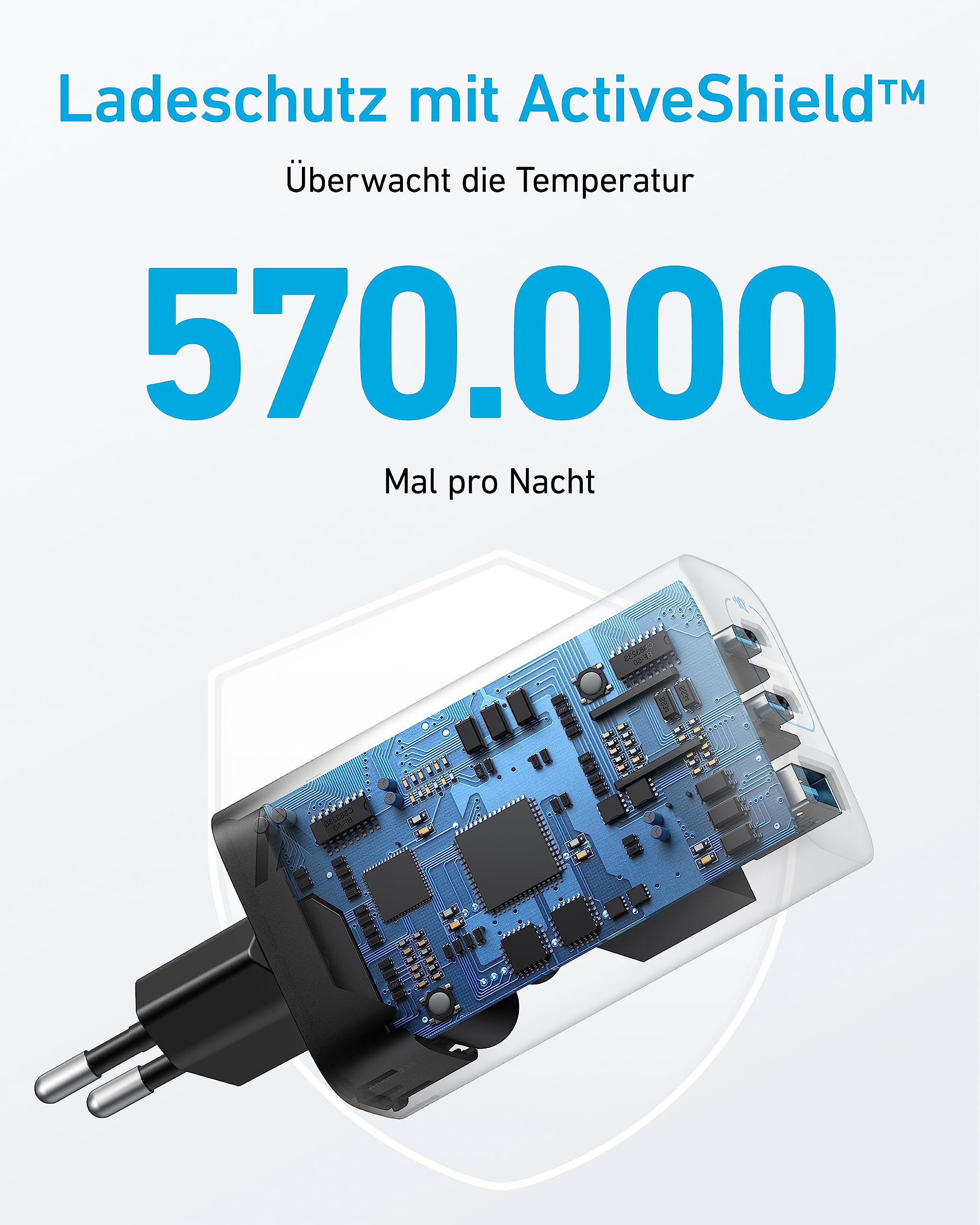 Anker USB C Ladegerät 67W, Anker 335 Hochleistungs-Netzteil mit PIQ 3.0, 3-Port Schnellladegerät, iPad ladegerät, PD Charger für iPhone 17/16/15 Series, MacBook Pro, iPad, Galaxy, Pixel und mehr 5