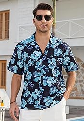 HISDERN Mens Short Sleeve Hawaiian Shirts Summer