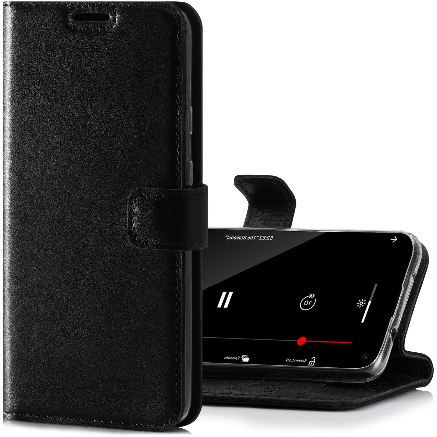 SURAZO Leather Wallet Mobile Phone Case Compatible with iPhone 12 Pro Max - Flip & Fold Smartphone Case with Stand, RFID Blocker, Magnet Closure, 3 Slots for Bank Cards - Handcrafted European Leather