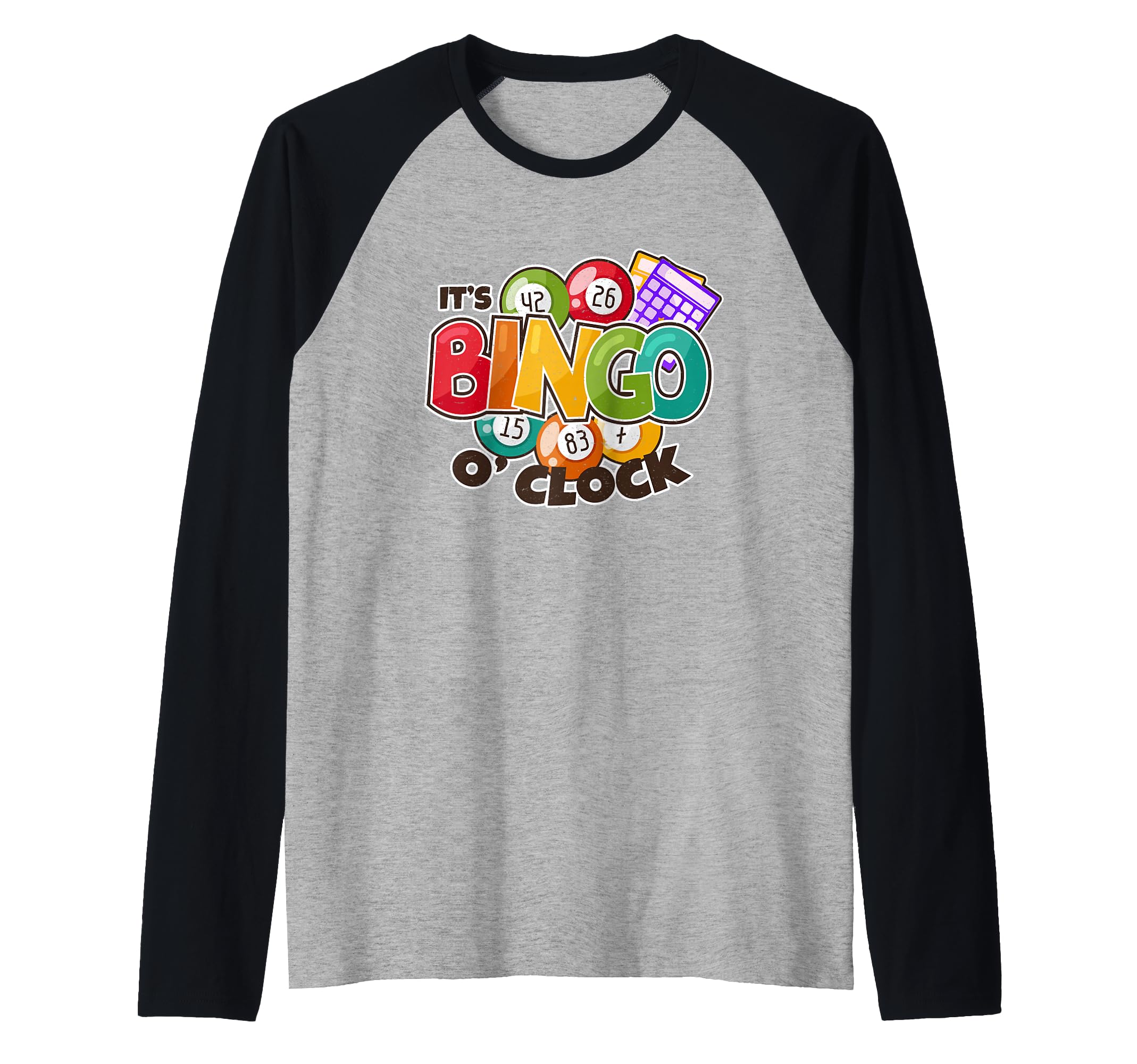 It's Bingo O Clock Caller Dauber Game Night Fun Lucky Bingo Raglan Baseball Tee