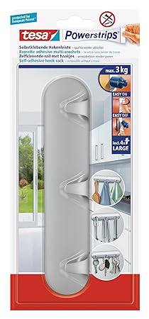 tesa selbstklebende Hakenleiste, bis 3kg, matt chrom