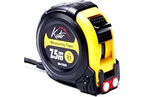 Kutir 25-Ft Tape Measure with Magnetic Hooks, Fraction Markings, Retractable, Both Side Ruler, Shock Absorbent Rubber Case