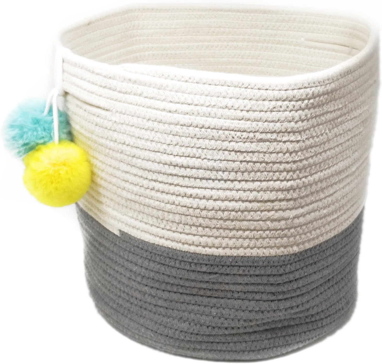ECOHIP Large 15" x 13" Cotton Rope Basket Cloth Storage Bin Nursery Laundry Hamper